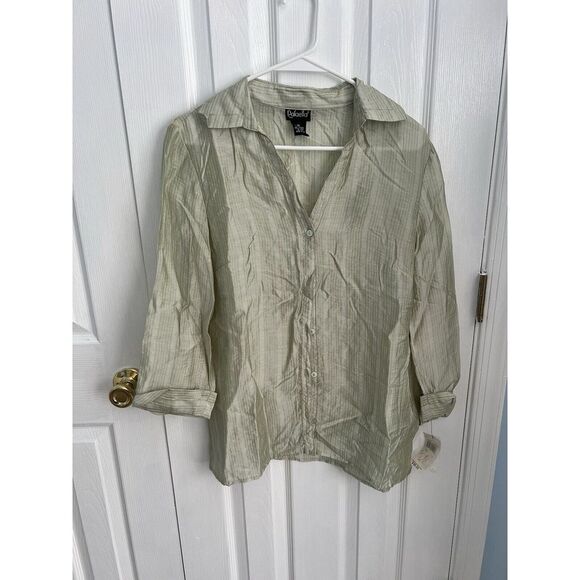 Rafaella Tops - NWT Rafaella Womens 10 Green Lyocell 3/4 Sleeve Button Down Shirt‎